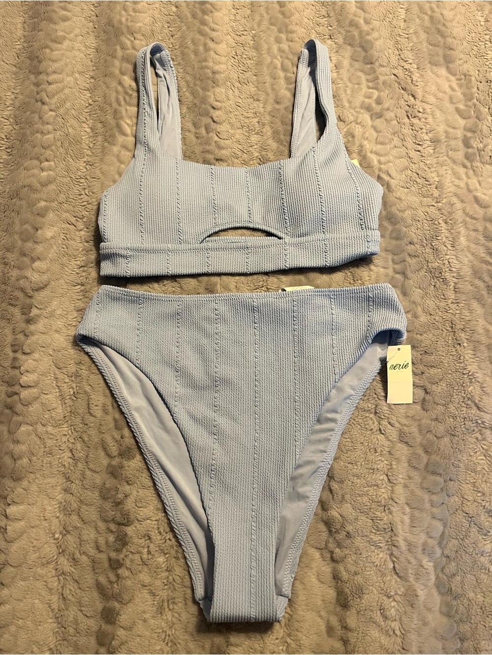Aerie Light Blue Textured Bikini Set